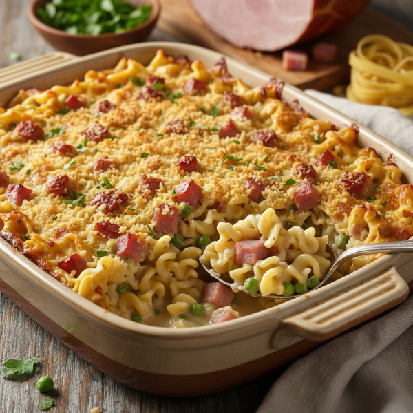 Creamy Ham Noodle Casserole recipe