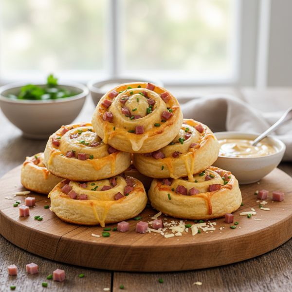 Creamy Ham & Cheese Pinwheels recipe