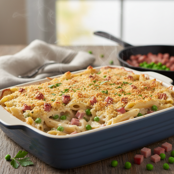 Creamy Ham & Pea Penne Bake recipe