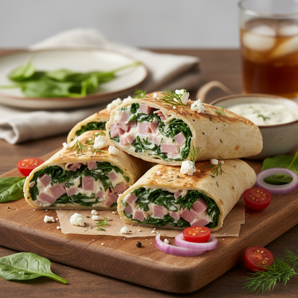Creamy Ham & Spinach Tortilla Wraps recipe