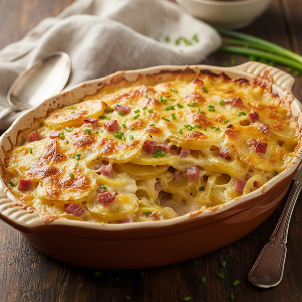 Creamy Ham and Cheesy Potato Bake recipe