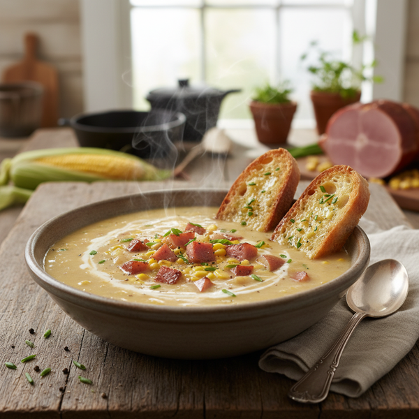 Creamy Ham and Corn Chowder Delight recipe