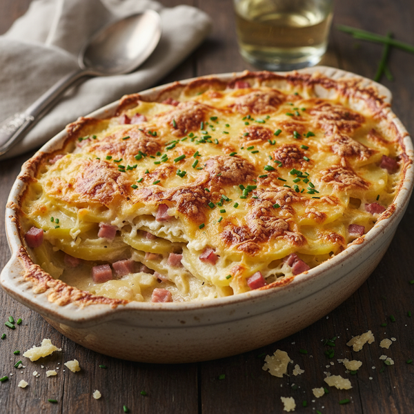 Creamy Ham and Gruyère Potato Bake recipe