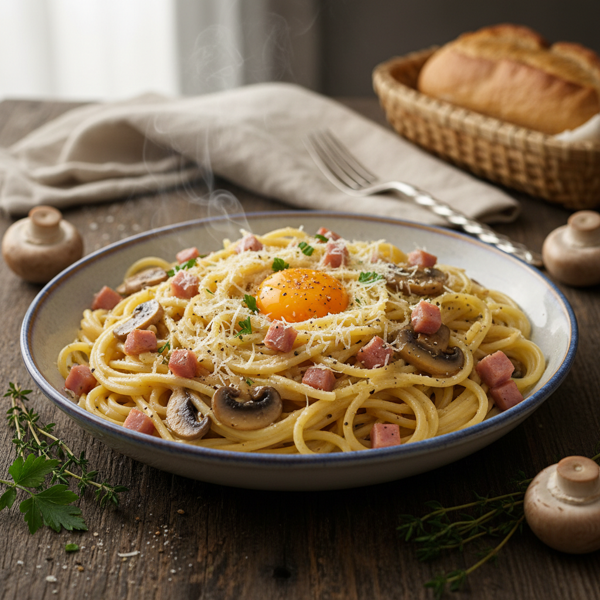 Creamy Ham and Mushroom Carbonara recipe