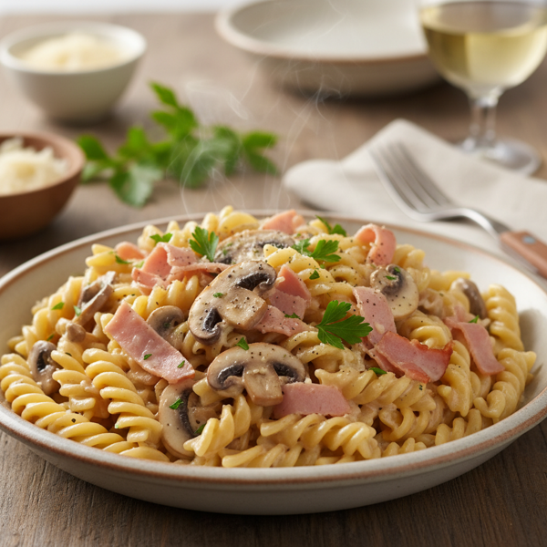Creamy Ham and Mushroom Pasta recipe