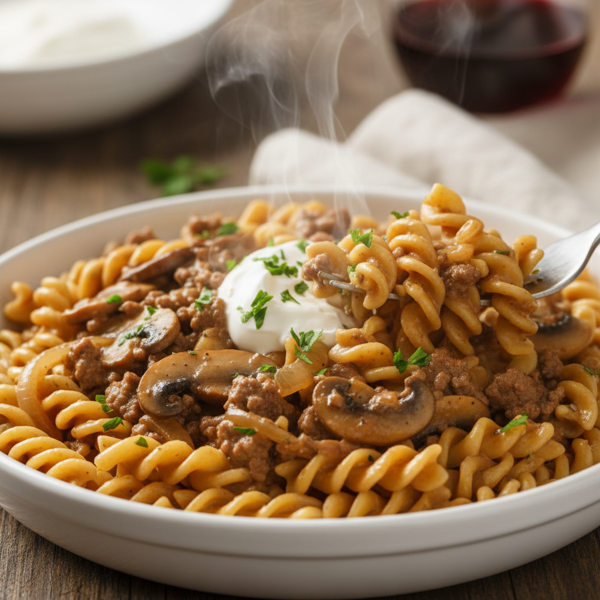 Creamy Hamburger Stroganoff Delight recipe