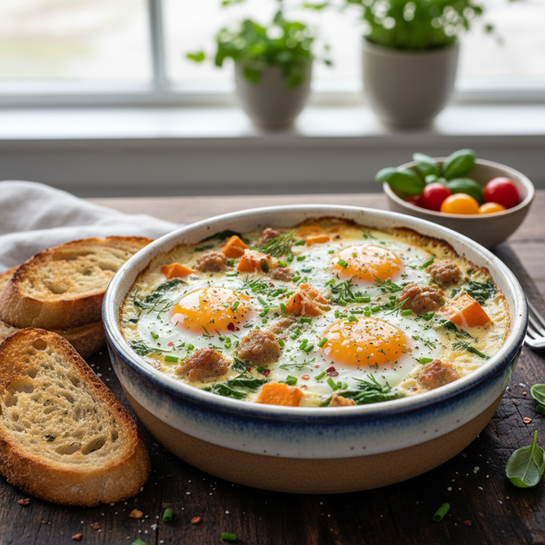 Creamy Herb-Baked Eggs with Custom Additions recipe