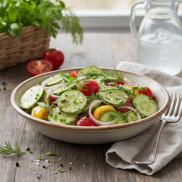 Creamy Herb-Infused Cucumber and Tomato Medley recipe