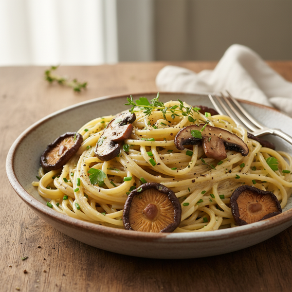 Creamy Herbed Spaghetti with Shiitake Mushrooms recipe