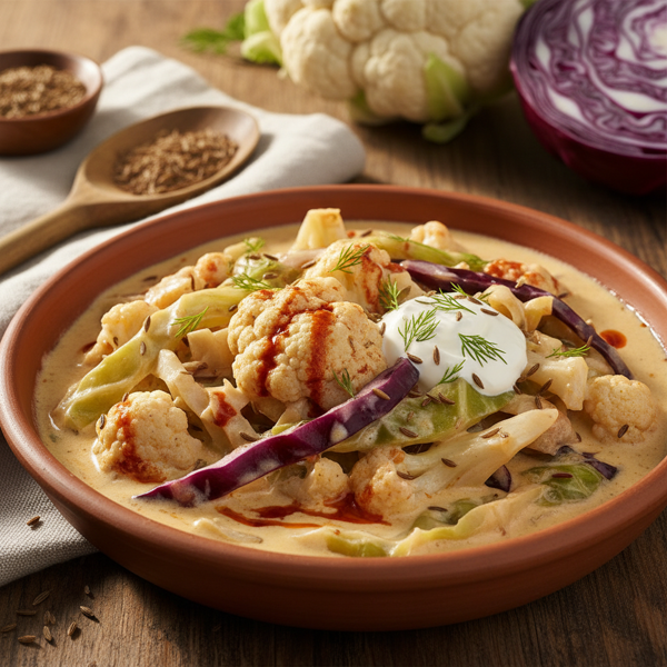 Creamy Hungarian Cauliflower and Cabbage Delight recipe