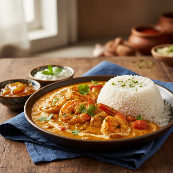 Creamy Indian Prawn Curry with Basmati Rice recipe
