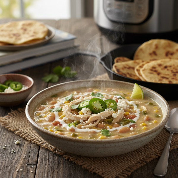 Creamy Instant Pot White Chicken Chili recipe