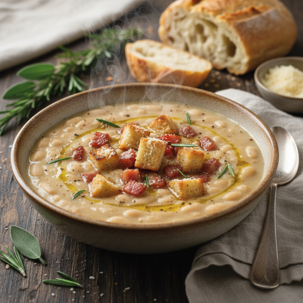 Creamy Italian Cannellini Bean Soup with Pancetta recipe