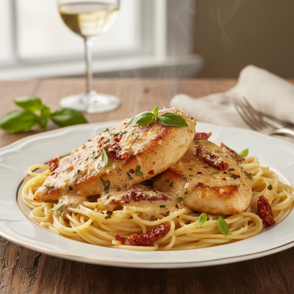Creamy Italian Chicken Over Angel Hair recipe