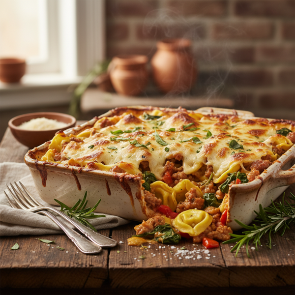 Creamy Italian Sausage Tortellini Bake recipe