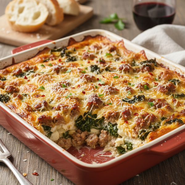 Creamy Italian Sausage and Kale Bake recipe