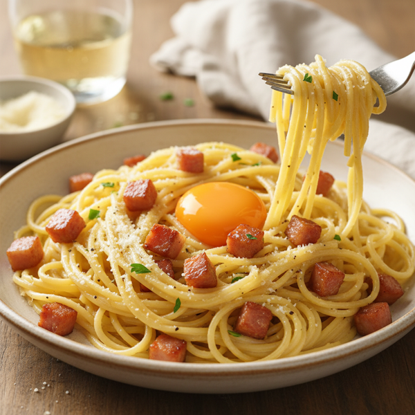 Creamy Italian Spaghetti with Pancetta & Eggs recipe