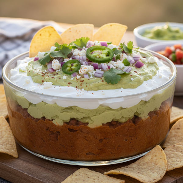 Creamy Layered Refried Bean Dip recipe