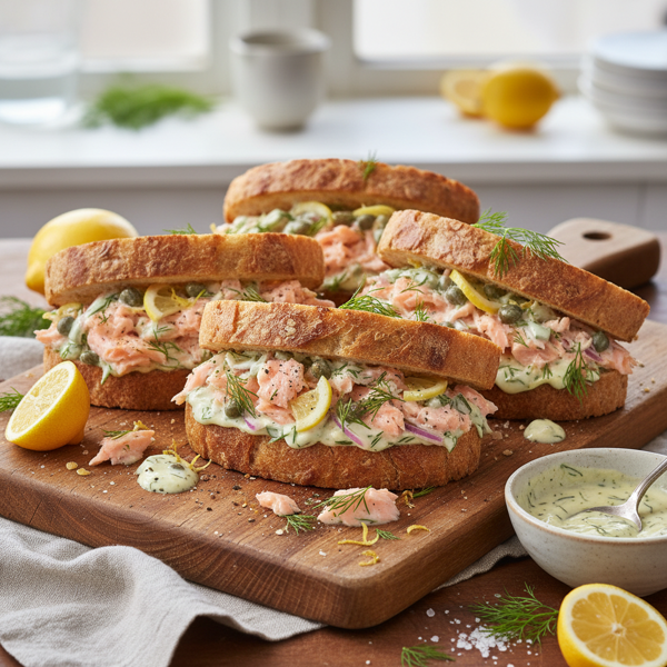 Creamy Lemon-Dill Salmon Salad Sandwiches recipe