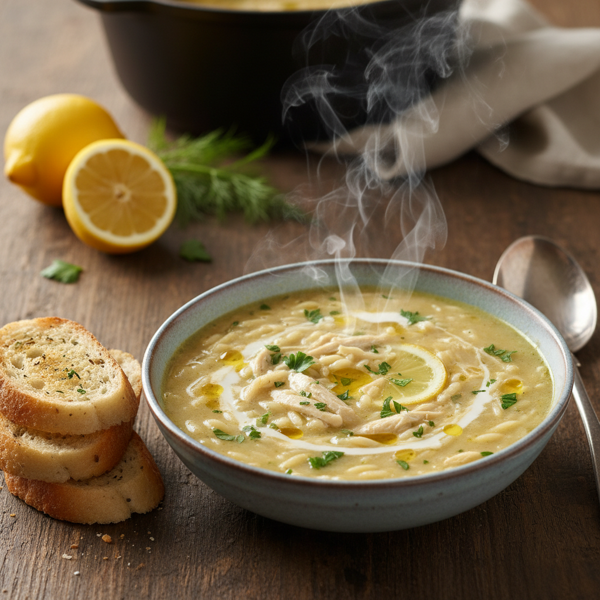 Creamy Lemon Garlic Chicken Orzo Soup recipe