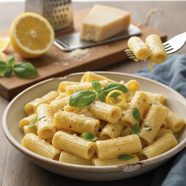 Creamy Lemon Parmesan Rigatoni Delight recipe