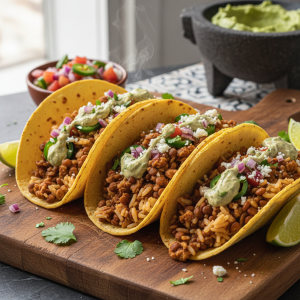 Creamy Lentil and Rice Tacos recipe