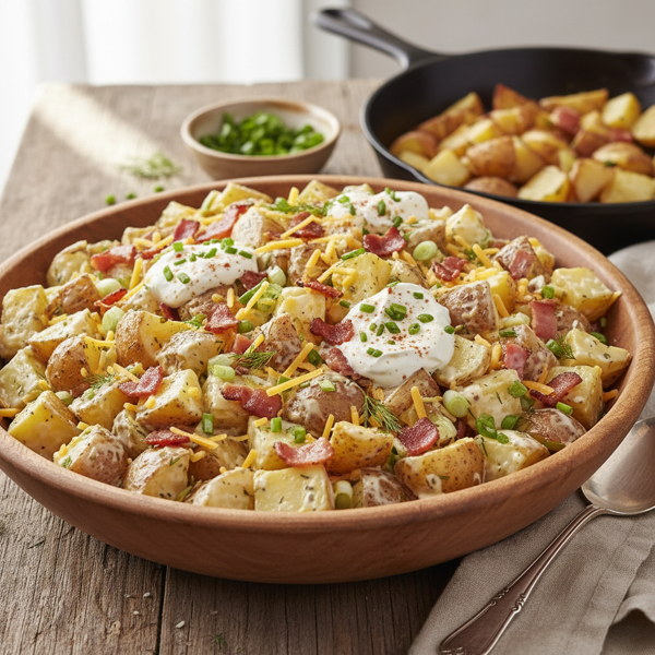 Creamy Loaded Baked Potato Salad Delight recipe