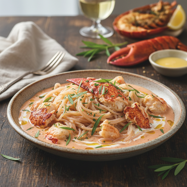 Creamy Lobster-Infused Shirataki Noodles with Fresh Tarragon recipe