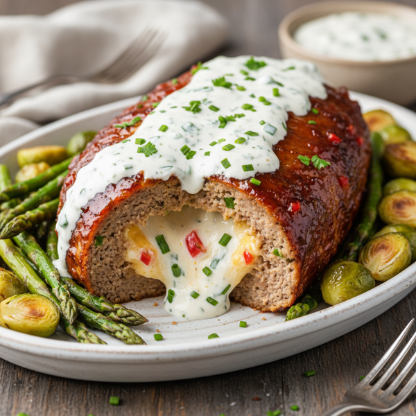 Creamy Low-Carb Cheese-Stuffed Meatloaf recipe