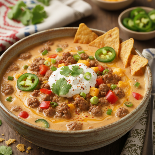 Creamy Low-Carb Nacho Beef Soup recipe
