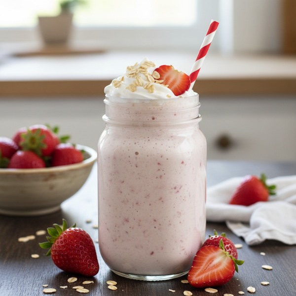Creamy Low-Carb Strawberry Oat Smoothie recipe