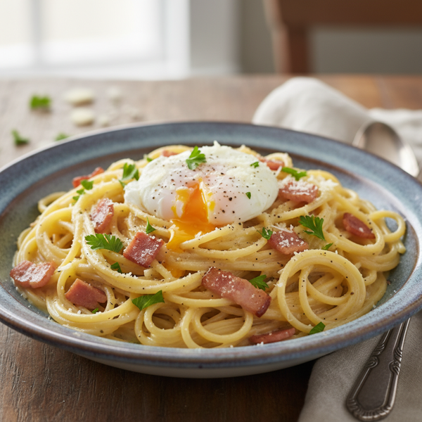 Creamy Low-Fat Spaghetti Carbonara recipe