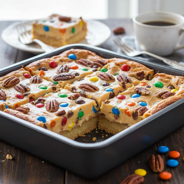 Creamy M&M Pecan Dream Bars recipe