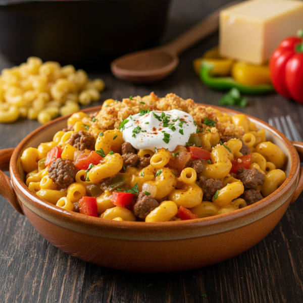Creamy Macaroni and Cheese Goulash Delight recipe