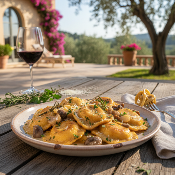 Creamy Marsala Chicken Ravioli Al Fresco recipe
