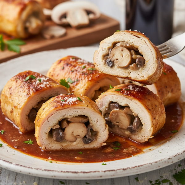 Creamy Marsala Stuffed Chicken Rolls recipe