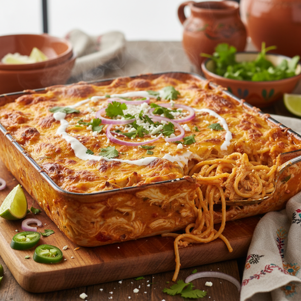 Creamy Mexican Chicken Spaghetti Bake recipe