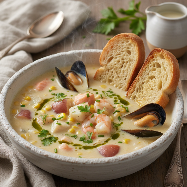 Creamy Mixed Seafood & Corn Chowder recipe