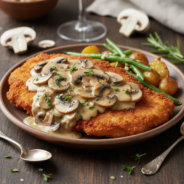 Creamy Mushroom Hunter's Chicken Schnitzel recipe