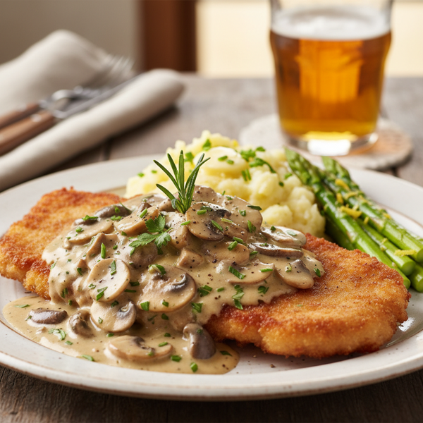 Creamy Mushroom Pork Schnitzel recipe
