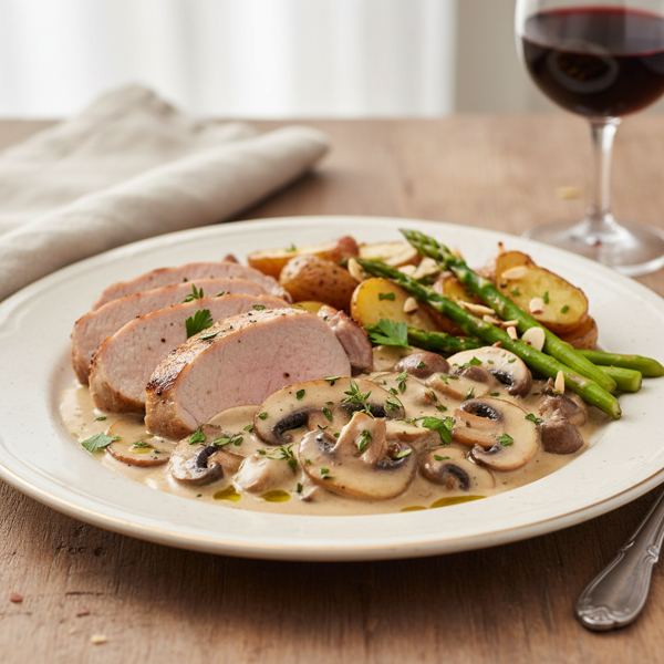 Creamy Mushroom Pork Tenderloin recipe