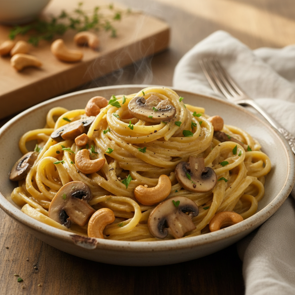 Creamy Mushroom & Cashew Fettuccine recipe