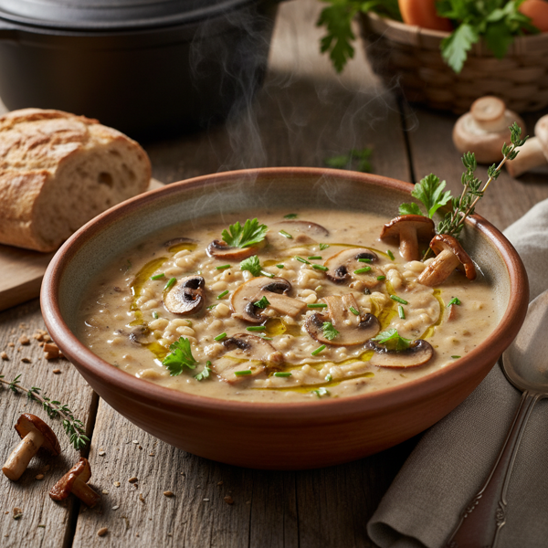 Creamy Mushroom and Barley Delight Soup recipe