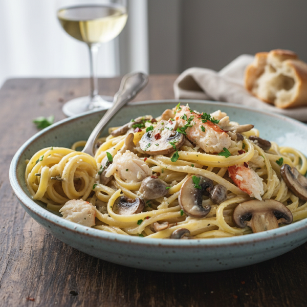 Creamy Mushroom and Crab Linguine Sauce recipe
