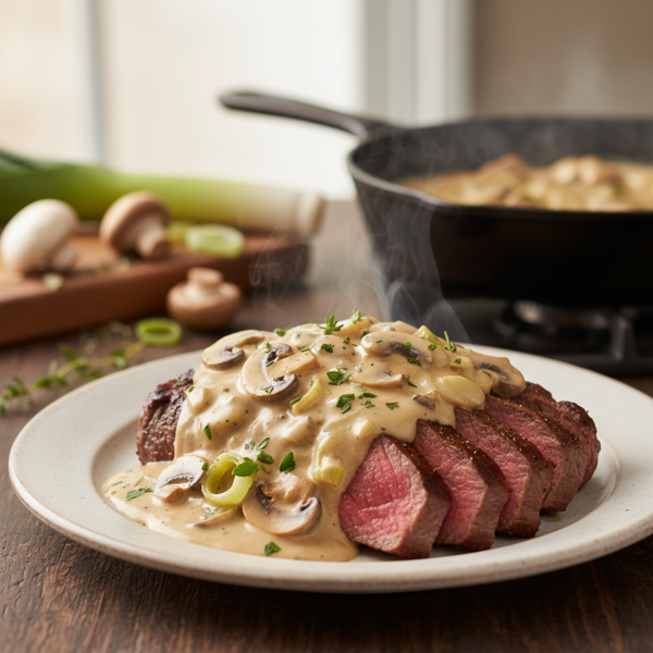 Creamy Mushroom and Leek Steak Sauce recipe