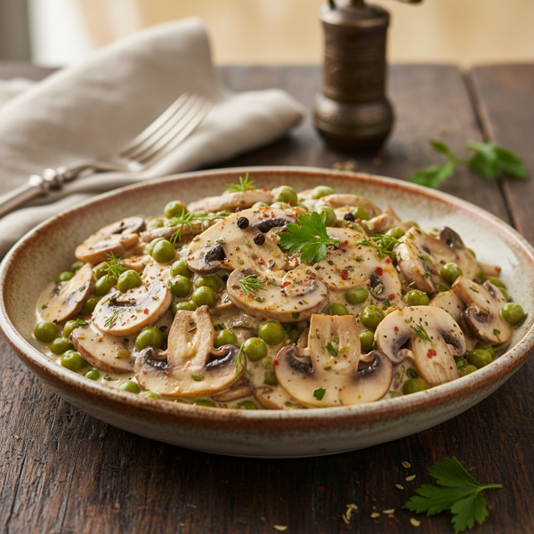 Creamy Mushroom and Pea Spice Medley recipe