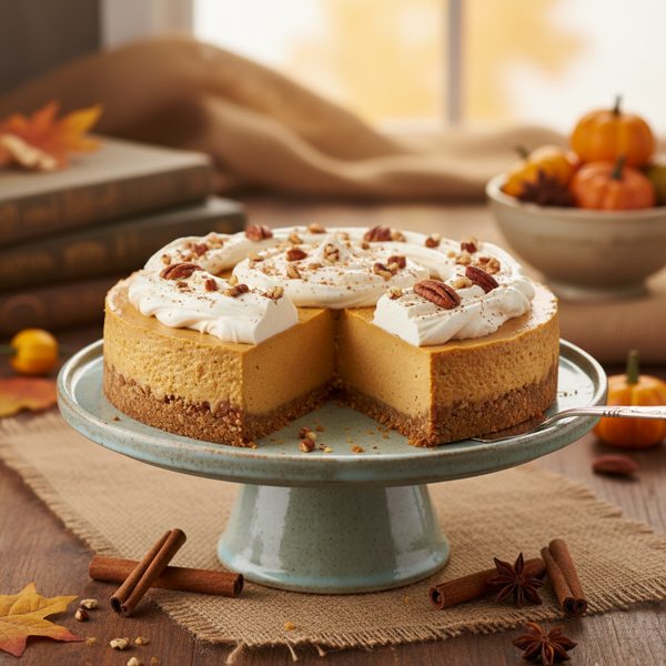 Creamy No-Bake Vegan Pumpkin Cheesecake recipe