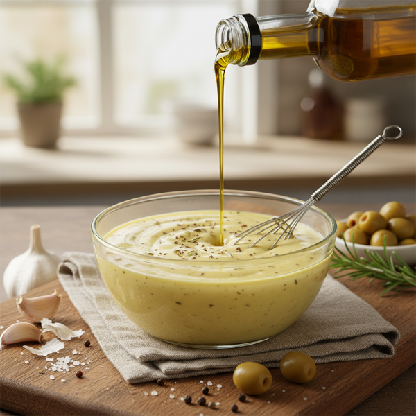 Creamy Olive Oil and Garlic Dressing recipe