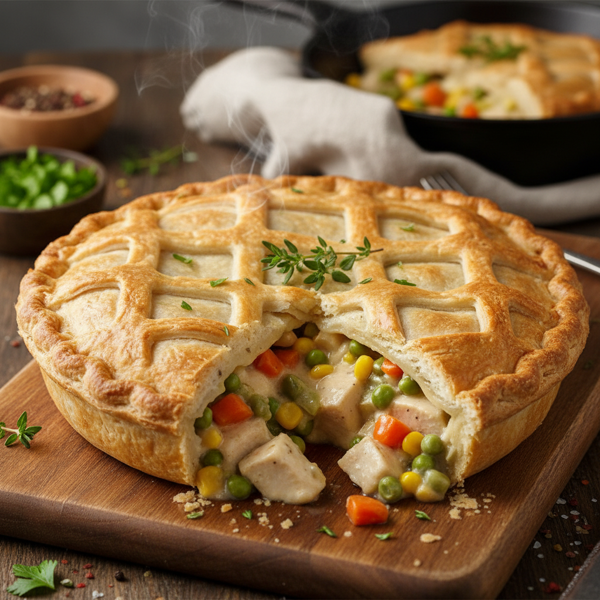 Creamy One-Crust Chicken Vegetable Pie recipe
