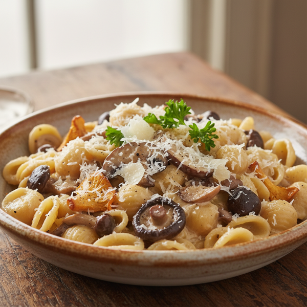 Creamy Orecchiette with Wild Mushrooms and Parmesan recipe
